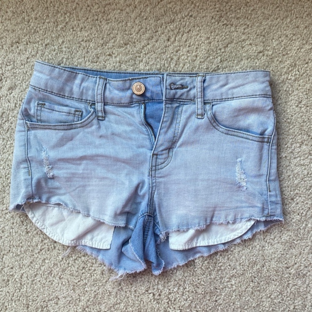 Girls High Rise Shortie Denim Shorts
